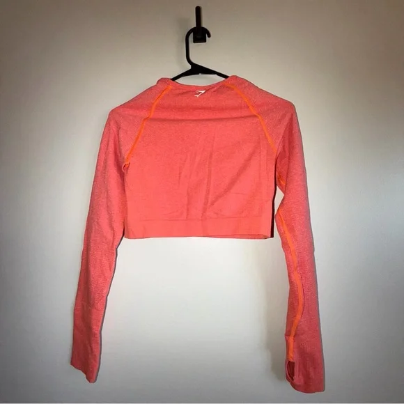 NEVER WORN - Gymshark Pink/orange Cropped Seamless Long Sleeve Top - Picture 3 of 4